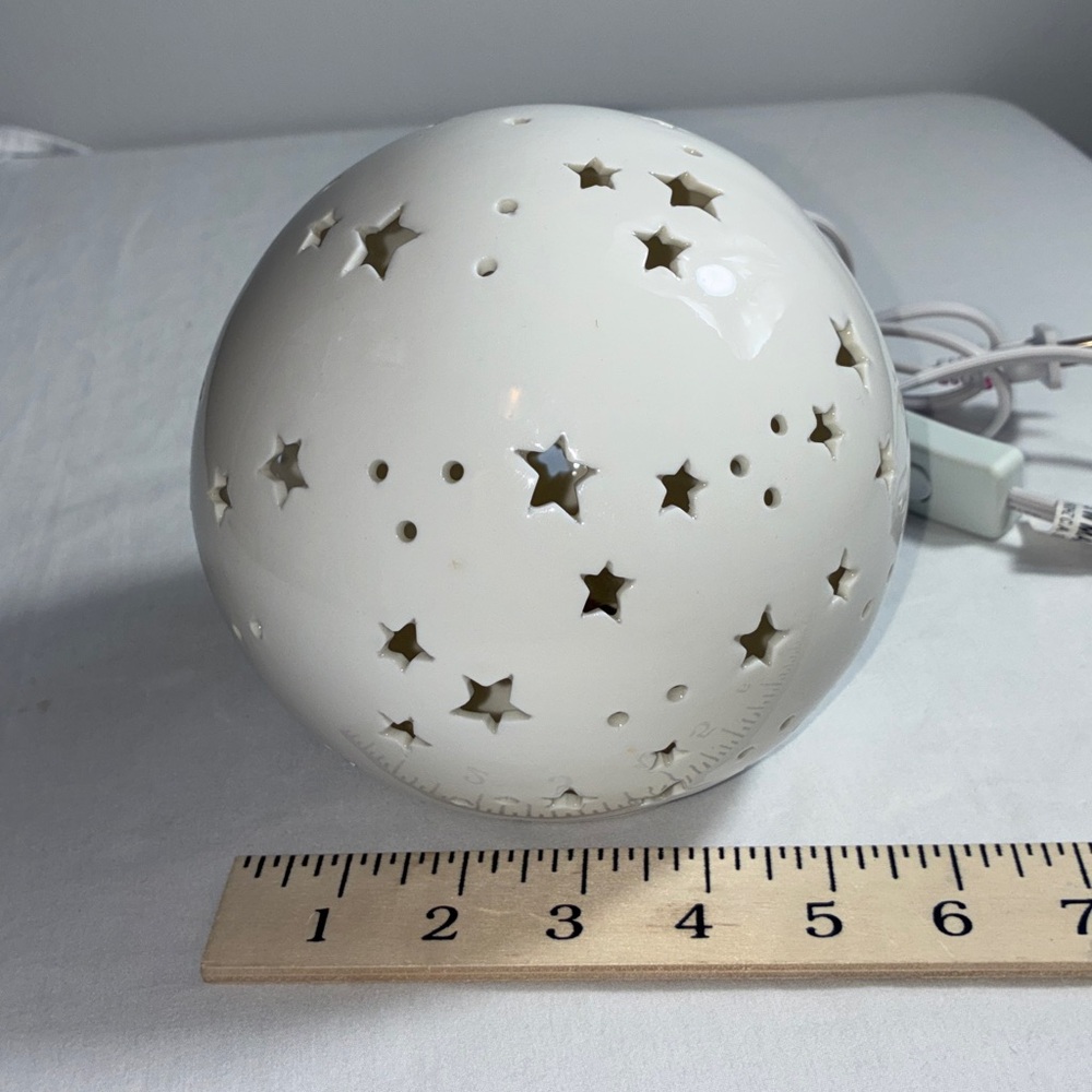 Starry Night Light Ceramic White Globe Lamp - Picture 10 of 11